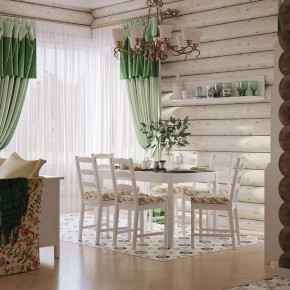 Комлект Вествик обеденный стол и четыре стула, массив сосны, цвет белый в Качканаре - kachkanar.mebel24.online | фото