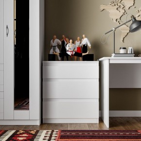 Комод КАСТОР с тремя ящиками, цвет белый в Качканаре - kachkanar.mebel24.online | фото 3