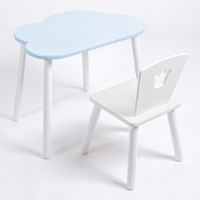 Комплект детский стол ОБЛАЧКО и стул КОРОНА ROLTI Baby (голубая  столешница/белое сиденье/белые ножки) в Качканаре - kachkanar.mebel24.online | фото