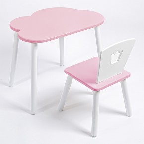 Комплект детский стол ОБЛАЧКО и стул КОРОНА ROLTI Baby (розовая столешница/розовое сиденье/белые ножки) в Качканаре - kachkanar.mebel24.online | фото