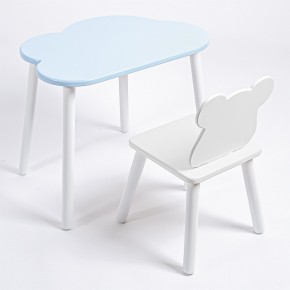 Комплект детский стол ОБЛАЧКО и стул МИШКА ROLTI Baby (голубая столешница/белое сиденье/белые ножки) в Качканаре - kachkanar.mebel24.online | фото 1