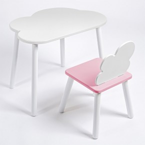 Комплект детский стол ОБЛАЧКО и стул ОБЛАЧКО ROLTI Baby (белая столешница/розовое сиденье/белые ножки) в Качканаре - kachkanar.mebel24.online | фото