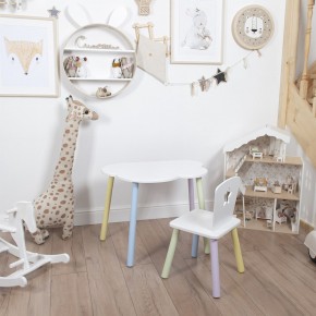 Комплект детский стол ОБЛАЧКО и стул ЗВЕЗДА ROLTI Baby (белая столешница/белое сиденье/цветные ножки) в Качканаре - kachkanar.mebel24.online | фото