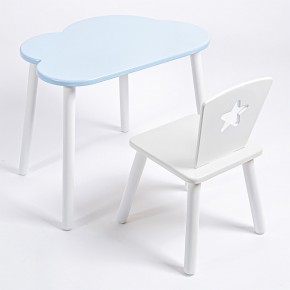 Комплект детский стол ОБЛАЧКО и стул ЗВЕЗДА ROLTI Baby (голубая столешница/белое сиденье/белые ножки) в Качканаре - kachkanar.mebel24.online | фото