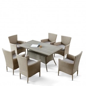 Комплект плетеной мебели AFM-195-6Pcs Beige (6+1) в Качканаре - kachkanar.mebel24.online | фото 3
