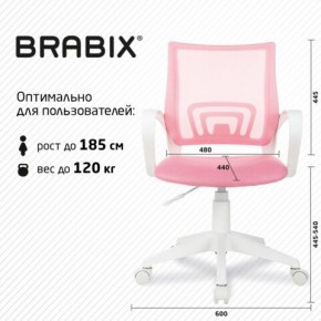 Кресло BRABIX "Fly MG-396W", с подлокотниками, пластик белый, сетка, розовое, 533008 в Качканаре - kachkanar.mebel24.online | фото 5