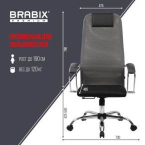 Кресло офисное BRABIX PREMIUM "Ultimate EX-800" хром, плотная двойная сетка Х2, черное/серое, 532912 в Качканаре - kachkanar.mebel24.online | фото 3
