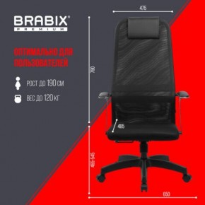 Кресло офисное BRABIX PREMIUM "Ultimate EX-801" пластик, плотная двойная сетка Х2, черное, 532922 в Качканаре - kachkanar.mebel24.online | фото 5