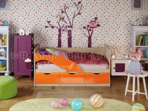 Кровать Дельфин-1 800*1600 (Оранжевый металлик/дуб крафт белый) в Качканаре - kachkanar.mebel24.online | фото