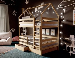 Кровать-домик двухъярусная 80*160 без покраски в Качканаре - kachkanar.mebel24.online | фото