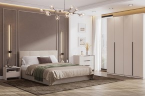 Кровать двойная №4 с основанием (Бежевый) в Качканаре - kachkanar.mebel24.online | фото 3