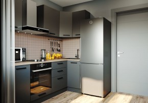 Кухня угловая Антрацит 2200х1000 (Стол. 38мм) в Качканаре - kachkanar.mebel24.online | фото 1