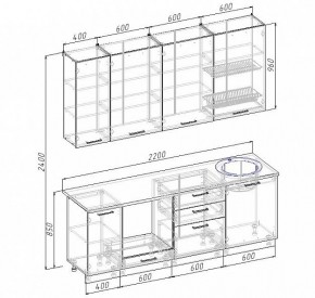 Кухонный гарнитур Антрацит 2200 (Стол. 38мм) в Качканаре - kachkanar.mebel24.online | фото 3