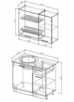 Кухонный гарнитур Белый Глянец 1000 (Стол. 38мм) в Качканаре - kachkanar.mebel24.online | фото 2