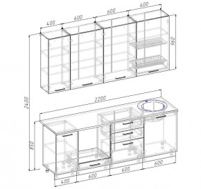 Кухонный гарнитур Дели 2200 (Стол. 26мм) в Качканаре - kachkanar.mebel24.online | фото 2