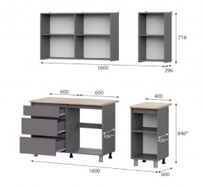Кухонный гарнитур ДЕНВЕР (1600) Графит серый/Дуб Сонома в Качканаре - kachkanar.mebel24.online | фото 2