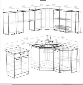 Кухонный гарнитур Ника мега оптима 2100*1500 в Качканаре - kachkanar.mebel24.online | фото 3