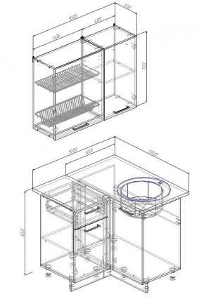 Кухонный гарнитур угловой Лада 1000х1000 (Стол. 26мм) в Качканаре - kachkanar.mebel24.online | фото 2