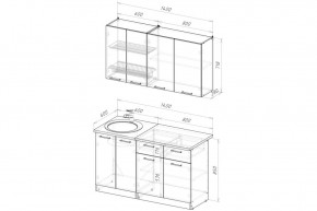 ЛОТОС Кухонный гарнитур Медиум 2 (1400 мм) в Качканаре - kachkanar.mebel24.online | фото 2