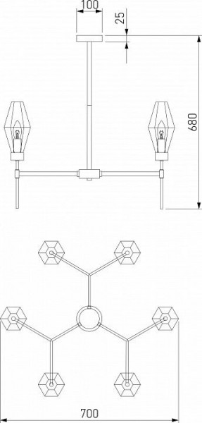 Люстра на штанге Eurosvet Prism 60143/6 хром в Качканаре - kachkanar.mebel24.online | фото 2