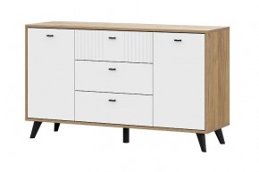 МИЛАН Комод 3 ящика двухстворчатый (Белый Матовый) в Качканаре - kachkanar.mebel24.online | фото