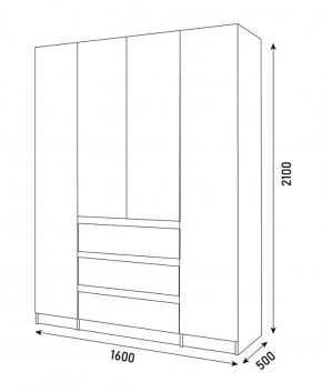 ПАРУС Шкаф 4-х ств. 1600 в Качканаре - kachkanar.mebel24.online | фото 3