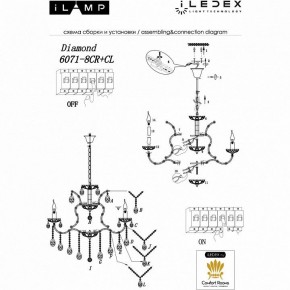 Подвесная люстра iLamp Diamond 6071-8 CR+CL в Качканаре - kachkanar.mebel24.online | фото 2