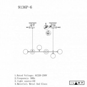 Подвесная люстра iLamp Golden 9136P/6 BK-WH в Качканаре - kachkanar.mebel24.online | фото 3