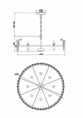 Подвесной светильник Maytoni Puntes MOD043PL-08CH в Качканаре - kachkanar.mebel24.online | фото 4