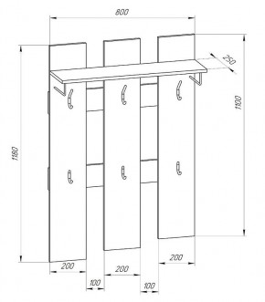 Прихожая-вешалка большая 800 в Качканаре - kachkanar.mebel24.online | фото 2