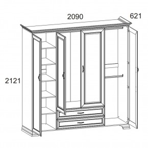 Шкаф 4D2S Z, TIFFANY, цвет вудлайн кремовый в Качканаре - kachkanar.mebel24.online | фото 1
