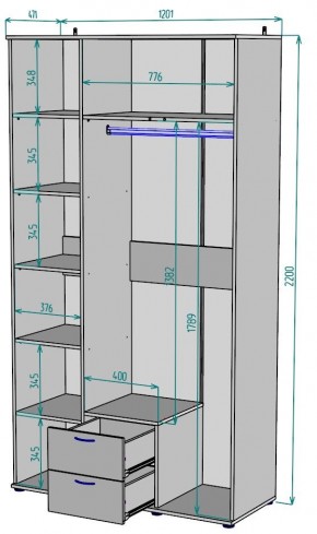 Шкаф Ольга H54 в Качканаре - kachkanar.mebel24.online | фото 2