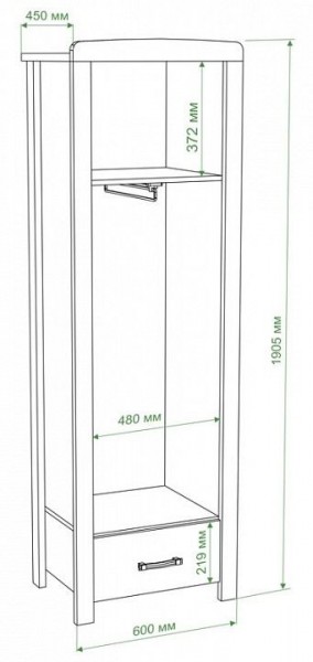 Шкаф платяной Бартоло Ш1Д в Качканаре - kachkanar.mebel24.online | фото 2