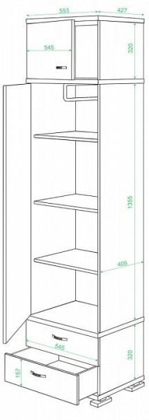 Шкаф платяной Домино КС-10 в Качканаре - kachkanar.mebel24.online | фото 2