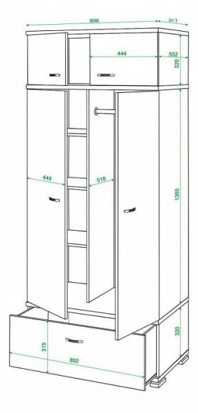 Шкаф платяной Домино КС-20 в Качканаре - kachkanar.mebel24.online | фото 3