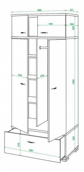 Шкаф платяной Домино КС-20 в Качканаре - kachkanar.mebel24.online | фото 3