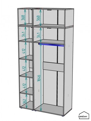 Шкаф с антресолью Linnea MHR-3A-1 2450х1200х510 (Белый-М 11.1.2) в Качканаре - kachkanar.mebel24.online | фото 3