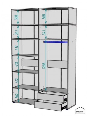Шкаф с антресолью Linnea MHR-4A-2 2450х1600х510 (Графит-М 11.1.25) в Качканаре - kachkanar.mebel24.online | фото 3