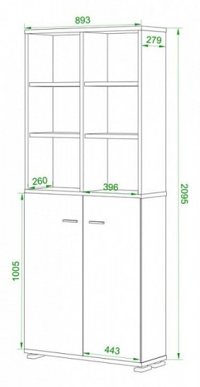 Стеллаж комбинированный Домино Лайт ПУ-30-4 в Качканаре - kachkanar.mebel24.online | фото 2