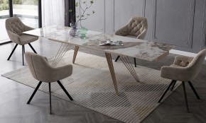 Стол ACERRA NEW 160 GLOSS LUXURY PANDORA SOLID CERAMIC/ каркас цвета шампань, ®DISAUR в Качканаре - kachkanar.mebel24.online | фото 3