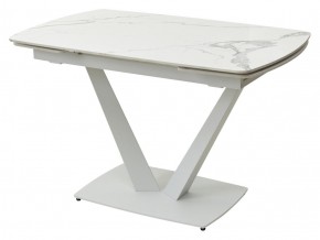 Стол ALATRI 120 GLOSS STATUARIO WHITE SOLID CERAMIC / WHITE, ®DISAUR в Качканаре - kachkanar.mebel24.online | фото 1