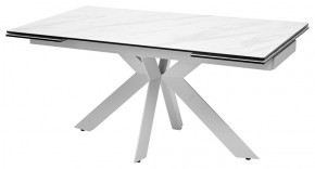 Стол BELLUNO 160 MARBLES KL-99 Белый мрамор матовый, итальянская керамика/ белый каркас, ®DISAUR в Качканаре - kachkanar.mebel24.online | фото 1