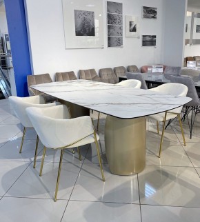 Стол BRONTE 220 KL-188 Контрастный мрамор матовый, итальянская керамика/ Шампань, ®DISAUR в Качканаре - kachkanar.mebel24.online | фото 3