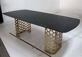 Стол CHIAVARI 220 KL-116 Черный мрамор матовый, итальянская керамика / бронзовый, ®DISAUR в Качканаре - kachkanar.mebel24.online | фото 4