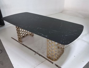 Стол CHIAVARI 220 KL-116 Черный мрамор матовый, итальянская керамика / бронзовый, ®DISAUR в Качканаре - kachkanar.mebel24.online | фото 6