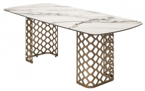 Стол CHIAVARI 220 KL-188 Контрастный мрамор матовый, итальянская керамика / Шампань, ®DISAUR в Качканаре - kachkanar.mebel24.online | фото