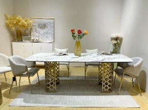 Стол CHIAVARI 220 KL-188 Контрастный мрамор матовый, итальянская керамика / Шампань, ®DISAUR в Качканаре - kachkanar.mebel24.online | фото 2