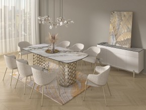 Стол CHIAVARI 220 KL-188 Контрастный мрамор матовый, итальянская керамика / Шампань, ®DISAUR в Качканаре - kachkanar.mebel24.online | фото 9
