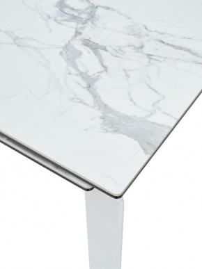 Стол CORNER 120 HIGH GLOSS STATUARIO керамика, стекло/ белый каркас, ®DISAUR в Качканаре - kachkanar.mebel24.online | фото 2