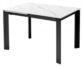Стол CORNER 120 MATT WHITE MARBLE SOLID CERAMIC / BLACK, ®DISAUR в Качканаре - kachkanar.mebel24.online | фото 1